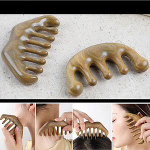 Pettine in legno massaggio denti larghi in legno cuoio capelluto pettine per parrucchieri testa strumento per massaggio meridiano pettine antistatico massaggio e raschiatura - Product Image 6