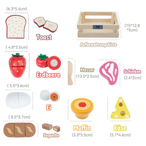 Ensemble de jeu de découpe d'aliments en bois pour enfants, jouet de cuisine d'imitation, jouet de découpe de pain, de viande et de fromage avec rangement, jeu de rôle - Product Image 6