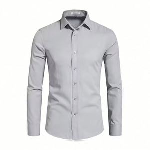 Camisas de Vestir para Hombre en Blanco y Negro, Corte Regular, Manga Larga, Camisa de Marca para Hombre, Poliéster, Transpirable, Formal, para Negocios - Product Image 3
