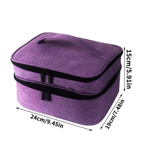 Essential Oil Carrying Case Medium Size Zipper Closure Portable Cosmetic Bag With Soft Handle Textile Material - Product Image 3