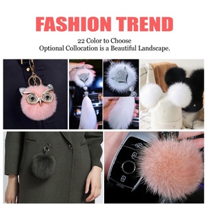 Llavero de bola de piel sintética colorido y adorable Oneway, pompones de felpa suave, aleación de zinc troquelada, 6 colores, venta al por mayor, ecológico y duradero - Product Image 6