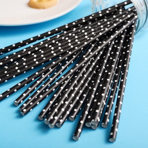 Black And White Paper <b>Straws</b> 25 Pack Disposable Party Decorative <b>Straws</b> <b>For</b> <b>Drinks</b> Desserts - Product Image 4