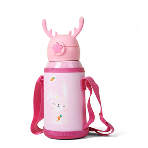 Botella de agua aislada al vacío de acero inoxidable con cuernos creativos de 20oz para niños Diseño de dibujos animados de regreso a la escuela para niños - Product Image 1