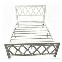 Cadre de lit métallique robuste Queen/King avec têtes et pieds de lit extensibles, style minimaliste moderne, démontable, pour appartement, hôpital, hôtel