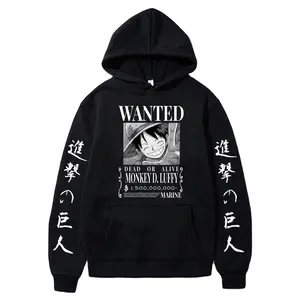 Sudadera con capucha de One Piece para hombre, suéter polar de Anime Attack on Titan, ropa de calle de gran tamaño