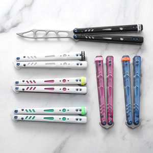 Складной тренировочный нож-бабочка Bochen из нержавеющей стали, малый инструмент, гладкий, игрушечный, с рукоятью из нержавеющей стали и поликарбоната - Product Image 5