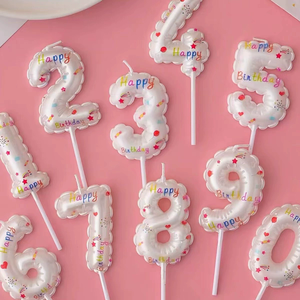 Velas de <span class=keywords><strong>Cumpleaños</strong></span> con Forma de Globo, Números del 0 al 9, de Cera de Parafina, Adornos para Pasteles con Empaque Individual para Fiestas de <span class=keywords><strong>Cumpleaños</strong></span>, Venta al Por Mayor - Product Image 1