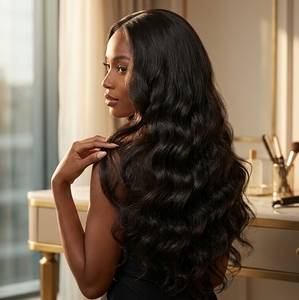 Luxury Long Wavy Human Hair <b>Wig</b> Natural <b>Black</b> Virgin Hair Soft Body Wave <b>Wig</b> for Women Factory Direct Wholesale Supply - Product Image 1