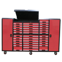 Armoire à outils en acier avec armoires supérieures, 14 tiroirs et casier latéral, armoire de rangement verrouillable pour garage et atelier