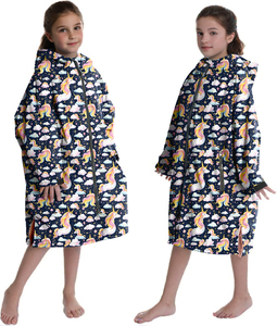 Parka de natación con estampado de hadas de unicornio para niños, capa de toalla con capucha, manga larga, cálida, de secado rápido, <span class=keywords><strong>bata</strong></span> cambiante impermeable para niños - Product Image 4