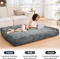 Poufs pour adultes géant convertible pouf lit micro-fibre couverture mousse rempli sol canapé canapé plein charbon de bois pour