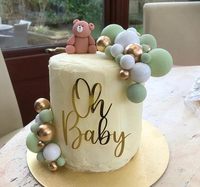 Oh Baby Tortendekoration - Goldene Acryl-Babyparty-Kuchendekoration für Geschlechtsoffenbarungsparty/Baby-Fotorequisiten Party-Fotodekorationen