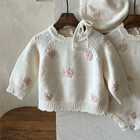 Vêtements en tricot pour bébés nouveau-nés, pulls pour filles avec broderie florale, 100% coton, vêtements en tricot pour bébés nouveau-nés, fabricant