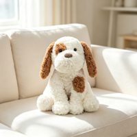 Boneka Anjing Plushie Custom, Lembut, Berbulu Keriting, Berbintik, untuk Hadiah dan Dekorasi Rumah