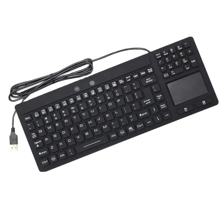 USB Full Keyboard Touchpad Backlit Industrial Silicone Keyboard Wired Medical Silicone gaming mouse keyboard