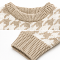 Pull en tricot à col rond pour homme, motif pied-de-poule, personnalisé avec logo OEM, décontracté, manches longues, en coton, pour l'hiver