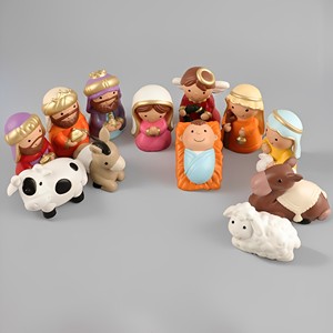 Statue Religiose Cattoliche in Poliresina, Set <span class=keywords><strong>Presepe</strong></span> Cristiano con Giuseppe, Maria e Gesù Bambino, 10,5 cm, Sacra Famiglia - Product Image 1