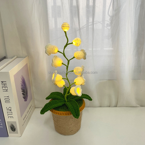 Luce Notturna a Forma di Orchidea Campanula Fatta a Mano, Pianta in Vaso, Fiore Artificiale Creativo all'Uncinetto, Regalo di Laurea, Lunga Durata 3-5 Anni - Product Image 2