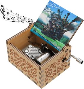 Cajas de música de madera aullidos Castillo en movimiento caja de música Anime madera hecha a mano caja de música amor - Product Image 2