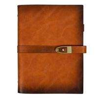 Carnet de voyage A5 en cuir véritable, carnet à feuilles mobiles en cuir vintage, personnalisable avec logo, fermeture à boucle, rechargeable A5