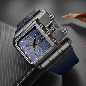 Oulm 3364 Kinh Doanh Thời Trang Ban Đầu Thiết Kế Độc Đáo Hình Chữ Nhật Xem Da Dây Đeo Rộng Quay Số Sang Trọng Thạch Anh Cổ Tay Đồng Hồ Cho Nam Giới - Product Image 3