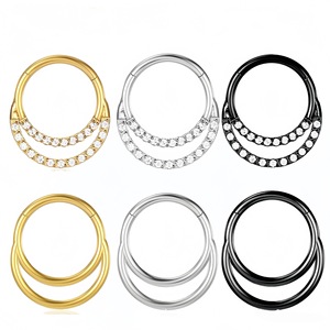 Anneau de nez sans soudure en acier inoxydable avec incrustation de zircon rond, bijou de piercing, cadeau - Product Image 1