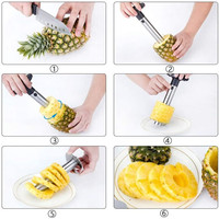 Gadgets de cuisine faciles Trancheuse d'ananas en acier inoxydable à lame tranchante avec poignée en plastique