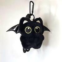 Nouveau porte-clés pendentif chat noir fraise doux et cool, mignon, en peluche, pour décoration de sac à dos d'étudiant