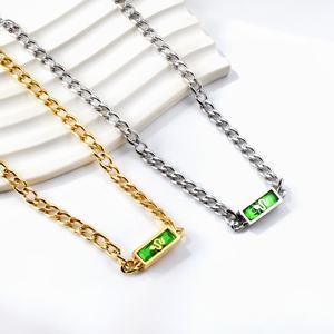 Pulsera de Cadena Cubana Colorida y Moderna, Unisex, Impermeable, de Acero Inoxidable, Antideslustre, Collar Cubano Personalizado - Product Image 6