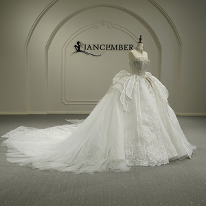 GT26016 Vestido de Novia Moderno y Lujoso, Largo hasta el Suelo, Antiestático, con Bordado de Cuentas, Lentejuelas, Apliques de Cristal y Lazo - Product Image 6
