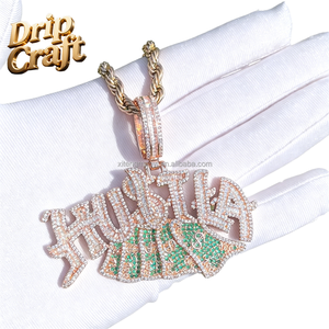 Hip Hop Hustle Dollar Pendant Necklace,Men's and Women's Letter Pendant,Copper Inlaid with Zircon,<strong>RealGold</strong> Plated Trendy Jewelry - Product Image 3