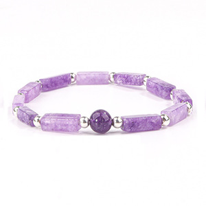 Quarzo Ametista Naturale Trendy con Perle Quadrate Blu Lapislazzuli, Occhio di Tigre Sabbia e Occhio di Pollo Dorato per Braccialetti - Product Image 3