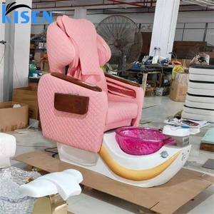 Sillón de Pedicura Eléctrico Reclinable de Lujo Kisen Beauty, Muebles para Salón de Belleza, Tapizado en Cuero PU Blanco, con Masaje para Pies, en Venta - Product Image 2
