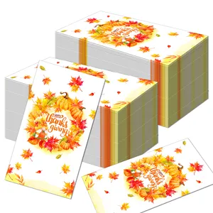 Huancai Fall Leaves Guest Napkins Pumpkin Disposable Paper Dinner Napkin Bathroom Hand Towels for Thanksgiving Party Supplies