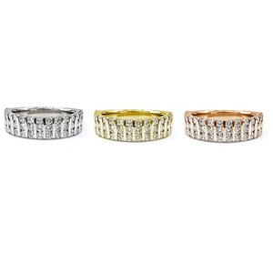 Vente chaude Bijoux Usine Précieux 18k Solide Or Rose 100% Diamant Naturel Fine Jewelry Half Way Large Bande Anneaux Femmes Anneau - Product Image 4