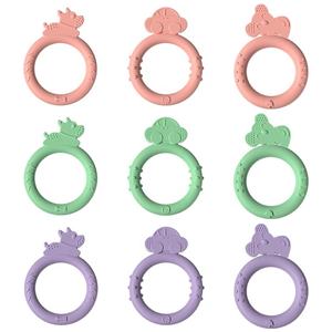 Anillo <span class=keywords><strong>de</strong></span> mordedor <span class=keywords><strong>de</strong></span> silicona <span class=keywords><strong>de</strong></span> grado alimenticio sin BPA, formas <span class=keywords><strong>de</strong></span> animales personalizadas para una dentición segura y juego sensorial - Product Image 4