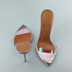 Stylish Women's PVC High <strong>Heels</strong> Sharp Pointed Toe <strong>Mules</strong> Open PU Summer Slide High <strong>Heel</strong> Increasing <strong>Clear</strong> Slip-On Outdoor Sexy - Product Image 6