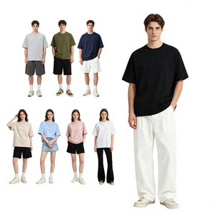 T-shirt da uomo in <span class=keywords><strong>cotone</strong></span> pettinato traspirante a maniche corte, vestibilità regular, spalle scese, <span class=keywords><strong>tinta</strong></span> <span class=keywords><strong>unita</strong></span>, stile streetwear, 270g - Product Image 1