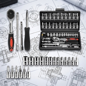 ชุดประแจวงล้อ BYTOOL 46 ชิ้น ผลิตจากเหล็กชุบโครเมียม ขนาด 1/4 นิ้ว ระบบเมตริกและ SAE แรงบิดสูงสุด 80 นิวตันเมตร รองรับ OEM ปรับแต่งได้ - Product Image 4