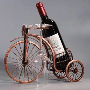 Organizador de vinho retrô de uso duplo, personalidade criativa, prateleira de vinho em forma de bicicleta, para bar, sala de jantar, vinho, vidro