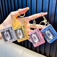 Porte-clés magnétophone rétro tendance avec fonction d'enregistrement vocal et musical, enregistreur cassette avec fonction d'enregistrement
