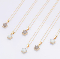 Collier Pendentif Étoile en Pierre Naturelle avec Monture Dorée, Plus de 10 Couleurs : Aventurine, Œil de Tigre, Quartz Rose, Howlite – Cadeau Délicat, Vente en Gros OEM