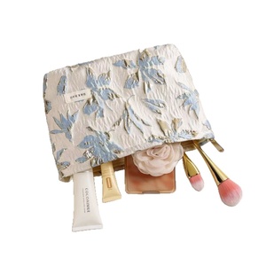 กระเป๋าเครื่องสำอางแบบซิปพับเก็บได้สำหรับเด็กผู้หญิง ลายแจ็คการ์ดด้ายทองสดใส ปรับแต่งได้  กระเป๋าคลัทช์พกพาความจุขนาดใหญ่ - Product Image 5