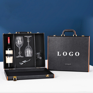 Boîte-cadeau en <span class=keywords><strong>bois</strong></span> de luxe personnalisée avec logo, fabrication artisanale, ensemble de boîtes-cadeaux pour <span class=keywords><strong>bouteille</strong></span> de vin et verre à vin - Product Image 1