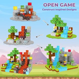 100 <span class=keywords><strong>Pcs</strong></span> Cảm Giác Gốc Nhựa Xây Dựng Từ Tính Khối Rừng Núi Lửa Mỏ Khối Nam Châm Toddler Trẻ Em Đồ Chơi - Product Image 3