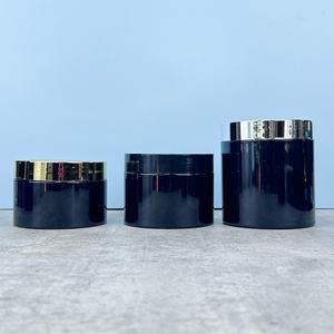 Hot Sale 300ml 500ml 600ml 1100ml Luxury <b>Empty</b> Large Cosmetic Containers Plastic <b>Jars</b> Plastic <b>Jar</b> Set Black White Gold Lid - Product Image 6