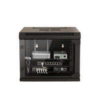 Kabinet Jaringan Dinding 10 Inci, Rak Server Mini SOHO Ringkas dengan Pintu Kaca Tempered & Panel Samping yang Dapat Dilepas