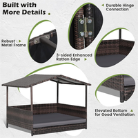 Nichoir pour chien en rotin résistant aux intempéries, pour intérieur et extérieur, lit surélevé pour chiot, abri pour chien pour le jardin