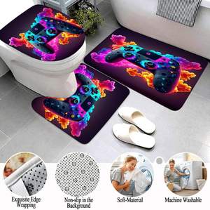 Juego <span class=keywords><strong>de</strong></span> 4 Uds. <span class=keywords><strong>De</strong></span> cortinas <span class=keywords><strong>de</strong></span> ducha con cortina <span class=keywords><strong>de</strong></span> ducha impermeable, alfombrilla <span class=keywords><strong>de</strong></span> baño antideslizante, alfombra absorbente y tapa <span class=keywords><strong>de</strong></span> inodoro en Stock - Product Image 4