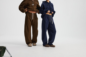 430G Fleece Lined Warm Curved Knife Pants Custom Jogger <strong>Trousers</strong> Vintage Oversized <strong>Baggy</strong> Wide Leg Cotton Stacked Sweatpants <strong>Men</strong> - Product Image 4